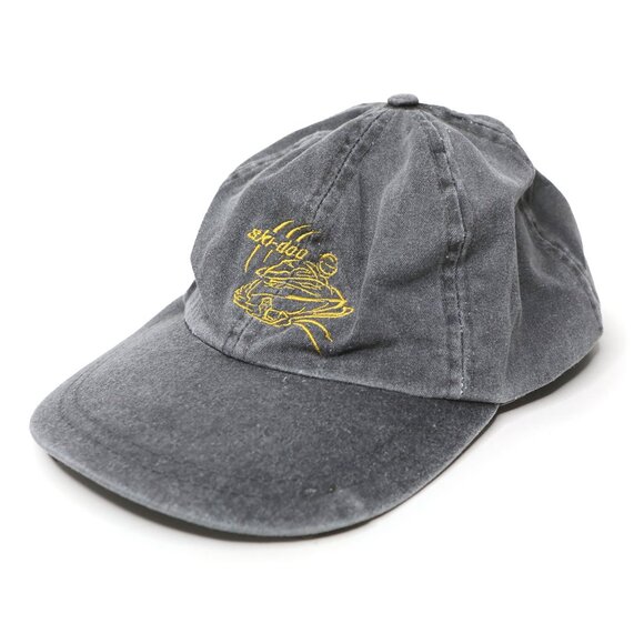 Vintage Ski-Doo Cotton Baseball Cap Hat - Grey & Yellow Adjustable Back Strap - Picture 5 of 12